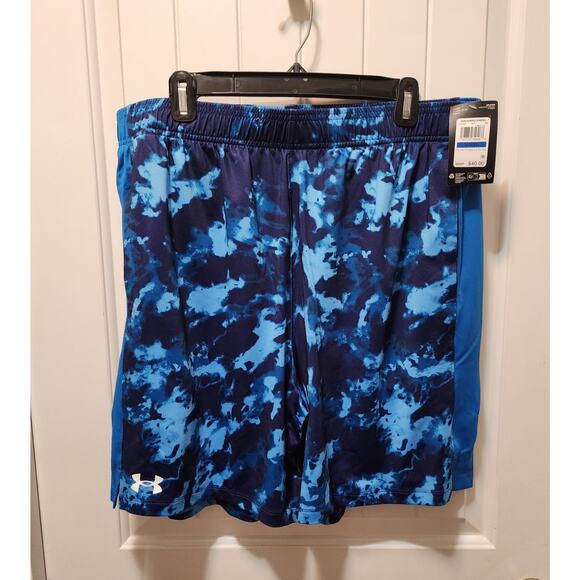 Under Armour Men's XL UA Tech Vent Printed Shorts Aqua Blue Camo NWT! - Picture 1 of 6